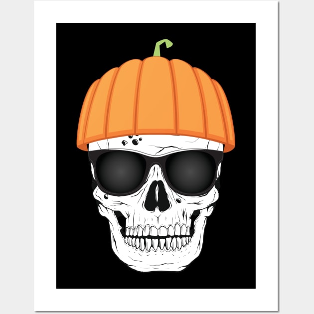 Skeleton Head Sunglasses Funny Pumpkin Head Wall Art by mstory